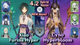 C1 Xiao Furina Hyper & C0 Cyno Hyperbloom | Spiral Abyss 4.2 – Floor 12 – 9 Stars | Genshin Impact