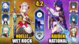 F2P Noelle Wet Rock & C0 Raiden National Team | Spiral Abyss 4.2 Floor 12 9 Stars | Genshin Impact