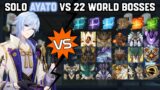 Solo C0 Ayato vs 22 World Bosses Without Food Buff | Genshin Impact