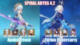 C0 Ayaka Ayato Freeze & C0 Furina Eula Hypercarry | Spiral Abyss 4.2 | Genshin Impact