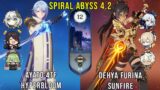 C0 Ayato Hyperbloom and C0 Dehya Furina Sunfire – Genshin Impact Abyss 4.2 – Floor 12 9 Stars