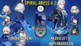 C0 Furina Kokomi Taser and C0 Neuvillette Hyperburgeon – Genshin Impact Abyss 4.2 – Floor 12 9 Stars