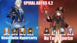C0 Neuvillette Hypercarry & C0 Hu Tao Furina Vaporize | Spiral Abyss 4.2 | Genshin Impact