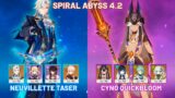 C0 Neuvillette Taser & C2 Cyno Quickbloom | Spiral Abyss 4.2 | Genshin Impact