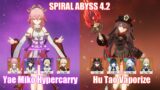 C0 Yae Miko Hypercarry & C0 Hu Tao Furina Vaporize | Spiral Abyss 4.2 | Genshin Impact