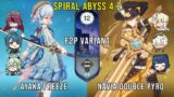 F2P C0 Ayaka Freeze and C0 Navia Double Pyro – Genshin Impact Abyss 4.2 – Floor 12 9 Stars