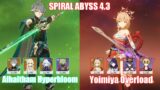 C0 Alhaitham Furina Hyperbloom & C0 Yoimiya Chevreuse Overload | Spiral Abyss 4.3 | Genshin Impact
