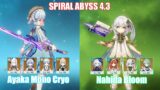 C0 Ayaka Mono Cryo & C2 Nahida Bloom | Spiral Abyss 4.3 | Genshin Impact