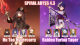 C0 Hu Tao Hypercarry & C0 Raiden Furina Taser | Spiral Abyss 4.3 | Genshin Impact