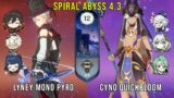 C0 Lyney Mono Pyro and C1 Cyno Quickbloom – Genshin Impact Abyss 4.3 – Floor 12 9 Stars