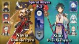 C0 Navia Double Pyro & C1 Xiao Xianyun Team | Spiral Abyss 4.3 – Floor 12 9 Stars – Genshin Impact