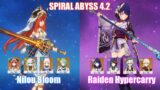 C0 Nilou Bloom & C0 Raiden Hypercarry | Spiral Abyss 4.2 | Genshin Impact
