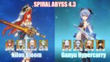 C0 Nilou Bloom & C1 Ganyu Hypercarry | Spiral Abyss 4.3 | Genshin Impact