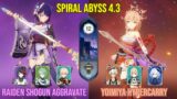 C0 Raiden Aggravate & C0 Yoimiya Hypercarry | Floor 12 Genshin Impact | 4.3 Spiral Abyss Teams