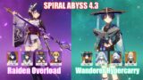 C0 Raiden Chevreuse Overload & C0 Wanderer Hypercarry | Spiral Abyss 4.3 | Genshin Impact