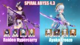 C0 Raiden Hypercarry & C0 Ayaka Freeze | Spiral Abyss 4.3 | Genshin Impact