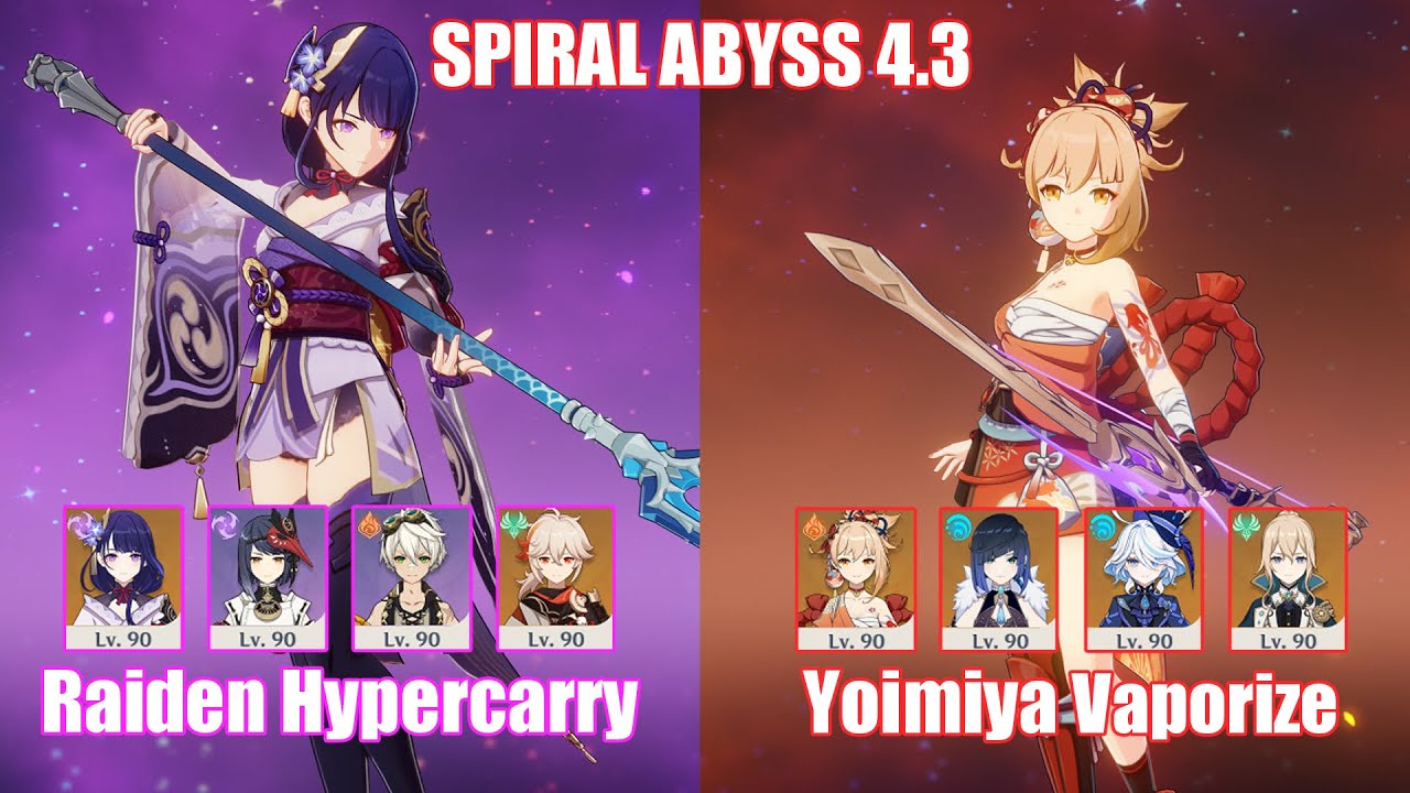 C0 Raiden Hypercarry C0 Yoimiya Furina Vaporize Spiral Abyss 4 3