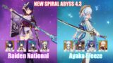 C0 Raiden National & C0 Ayaka Freeze | NEW Spiral Abyss 4.3 | Genshin Impact