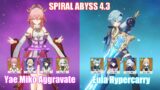 C0 Yae Miko Aggravate & C0 Eula Hypercarry | Spiral Abyss 4.3 | Genshin Impact