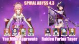 C0 Yae Miko Aggravate & C0 Raiden Furina Taser | Spiral Abyss 4.3 | Genshin Impact
