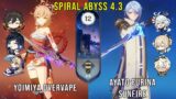 C0 Yoimiya Overvape and C0 Ayato Furina Sunfire – Genshin Impact Abyss 4.3 – Floor 12 9 Stars