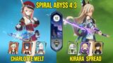 C6 Charlotte Reverse Melt and C4 Kirara Spread | Floor 12 Genshin Impact | 4.3 Spiral Abyss