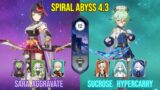 C6 Kujou Sara Aggaravate & C6 Sucrose Hypercarry | Floor 12 Genshin Impact | 4.3 Spiral Abyss