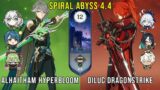 C0 Alhaitham Hyperbloom and Diluc Dragonstrike – Genshin Impact Abyss 4.4 – Floor 12 9 Stars