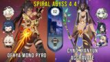C0 Dehya Mono Pyro and C1 Cyno Xianyun Aggravate – Genshin Impact Abyss 4.4 – Floor 12 9 Stars