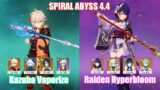 C0 Kazuha Xianyun Vaporize & C0 Raiden Hyperbloom | Spiral Abyss 4.4 | Genshin Impact