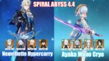 C0 Neuvillette Furina Hypercarry & C0 Ayaka Xianyun Mono Cryo | Spiral Abyss 4.4 | Genshin Impact