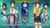 C0 Xiao XIanyun Hyper and C1 Wanderer The Avatar – Genshin Impact Abyss 4.4 – Floor 12 9 Stars