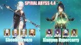 C2 Shenhe Ayaka Freeze & C0 Xianyun Raiden Hypercarry | Spiral Abyss 4.4 | Genshin Impact