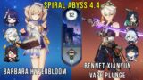 C6 Barbara Hyperbloom x C6 Bennet Xianyun Vape Plunge – Genshin Impact Abyss 4.4 – Floor 12 9 Stars
