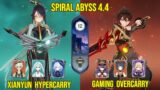 NEW ABYSS – C2 Xianyun Hypercarry & C6 Gaming Overcarry | 4.4 Spiral Abyss Floor 12 Genshin Impact |