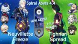 NEW Spiral Abyss 4.4! C0 Tighnari Spread x C0 Neuvillette Freeze | Floor 12 9 Stars | Genshin Impact