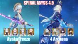 C0 Ayaka Freeze & 4 Archons | Spiral Abyss 4.5 | Genshin Impact