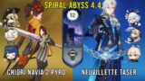 C0 Chiori Navia Double Pyro and C0 Neuvillette Taser – Genshin Impact Abyss 4.4 – Floor 12 9 Stars