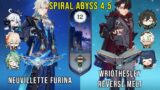 C0 Neuvillette Furina and C0 Wriothesley Reverse Melt – Genshin Impact Abyss 4.5 – Floor 12 9 Stars