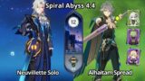 C0 Neuvillette Solo & C0 Alhaitam Spread – Spiral Abyss 4.4 Floor 12 Genshin Impact