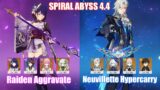 C0 Raiden Aggravate & C1 Neuvillette Hypercarry | Spiral Abyss 4.4 | Genshin Impact