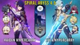 C0 Raiden Hypercarry and C1 Eula Hypercarry – Genshin Impact Abyss 4.5 – Floor 12 9 Stars