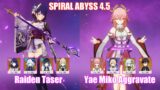 C0 Raiden Taser & C0 Yae Miko Aggravate | Spiral Abyss 4.5 | Genshin Impact