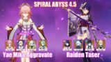 C0 Yae Miko Aggravate & C0 Raiden Taser | Spiral Abyss 4.5 | Genshin Impact