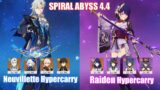 C1 Neuvillette Hypercarry & C0 Raiden Hypercarry | Spiral Abyss 4.4 | Genshin Impact
