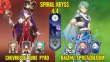 C6 Chevreuse Pure Pyro & C1 Baizhu Spreadbloom | Genshin Impact Spiral Abyss Version 4.4