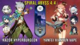 C6 Razor Overburgeon and C6 Yanfei Xianyun Vape  – Genshin Impact Abyss 4.4 – Floor 12 9 Stars