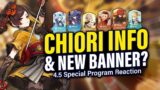 CHIORI & NEW WISHING SYSTEM! 4.5 Special Program Reaction | Genshin Impact