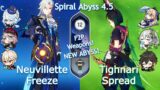 NEW Spiral Abyss 4.5! C0 Neuvillette Freeze x C0 Tighnari Spread | Floor 12 9 Stars | Genshin Impact