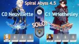[SOLO] NEW Spiral Abyss 4.5! C0 Neuvillette x C1 Wriothesley | Floor 12 9 Stars | Genshin Impact